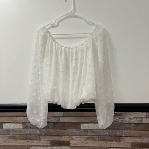 Francesca's Collections White Textured Blouse Size Medium NWT